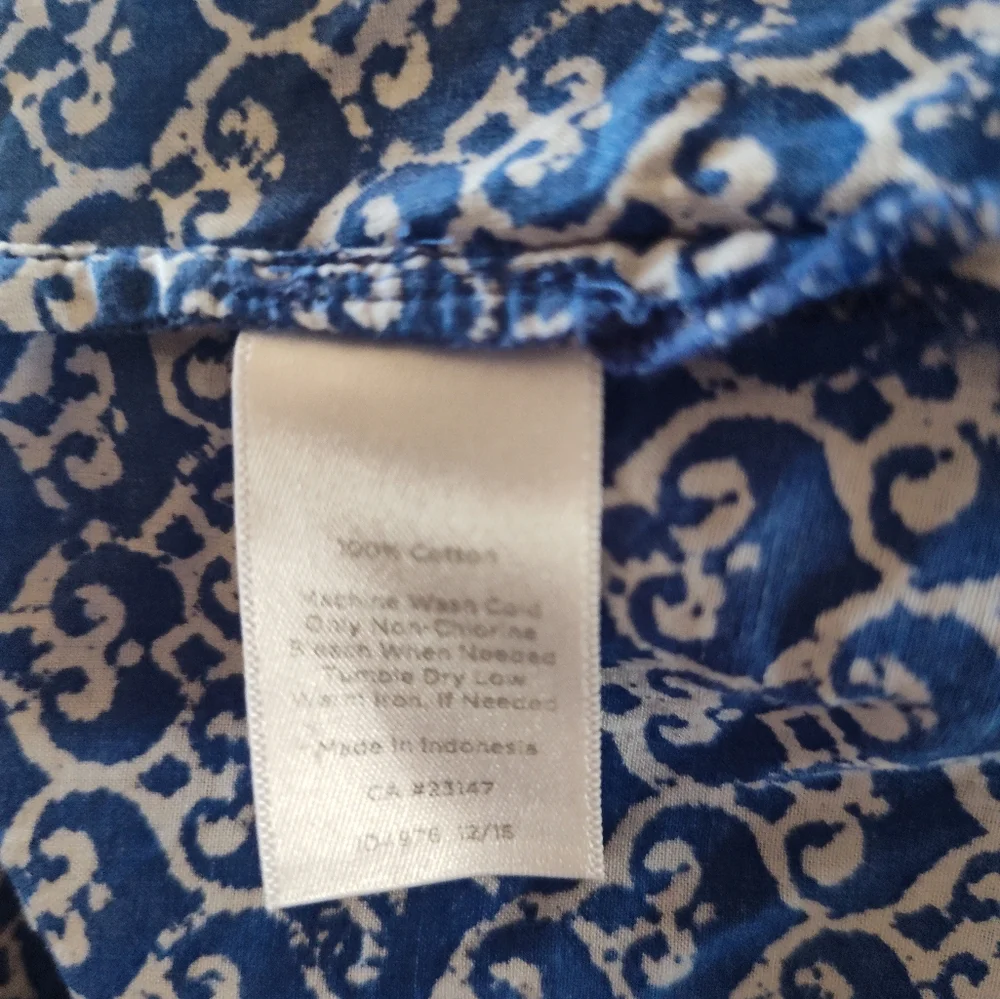 TALBOTS Women's Sleeveless Blue Cotton Summer Resort  Top Size Large - Picture 4 of 4